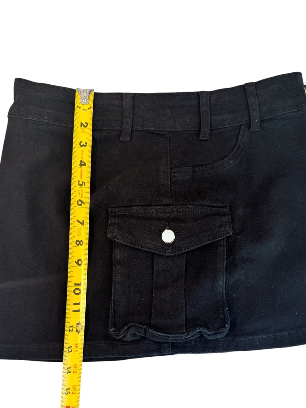 NWT ANRABESS Stretchy Bodycon Black Denim Cargo Skirt, Size M - Picture 4 of 8
